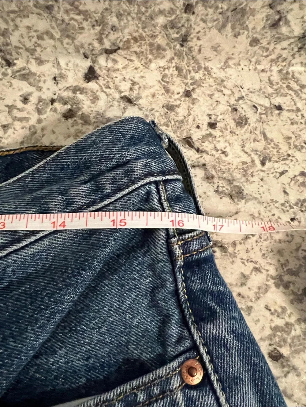 Levi's Blue High-Rise Denim Shorts button fly